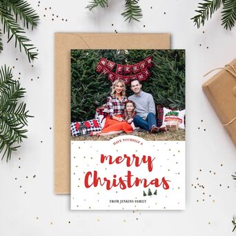 Merry Christmas Personalized Photo Family Name Couple Name Holiday Greeting Cards