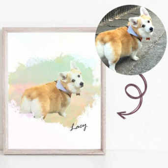 Pet Portrait Illustration Canvas Art Print