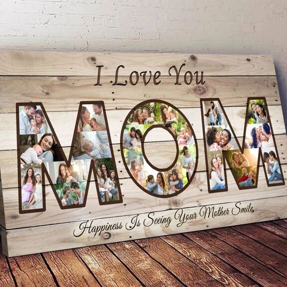 Custom Mother’s Day Art, Mom gift, Photo Mom Art, Collage Photo Wood Canvas