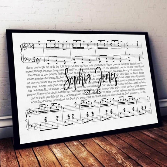Custom Name And Sheet Music Song Lyrics Canvas